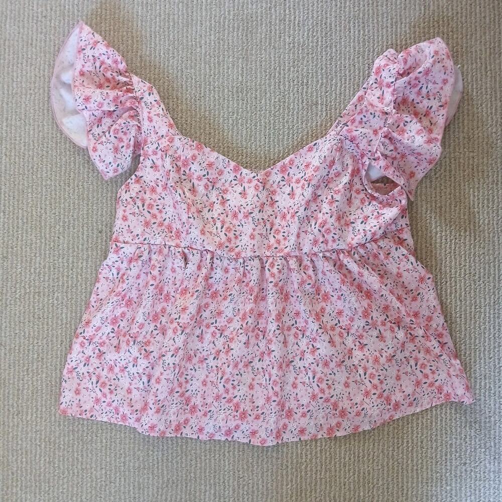 Women's Flowery Summer Top With Ruffled Shoulder Straps Baby Doll